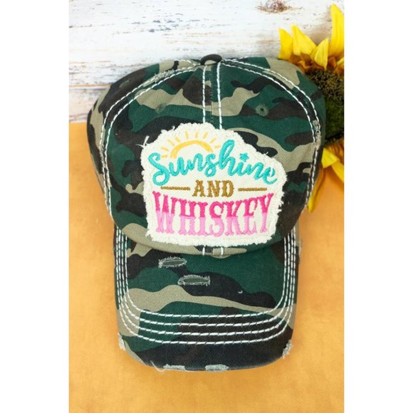 Accessories - DISTRESSED CAMO 'SUNSHINE AND WHISKEY' CAP Brand New
